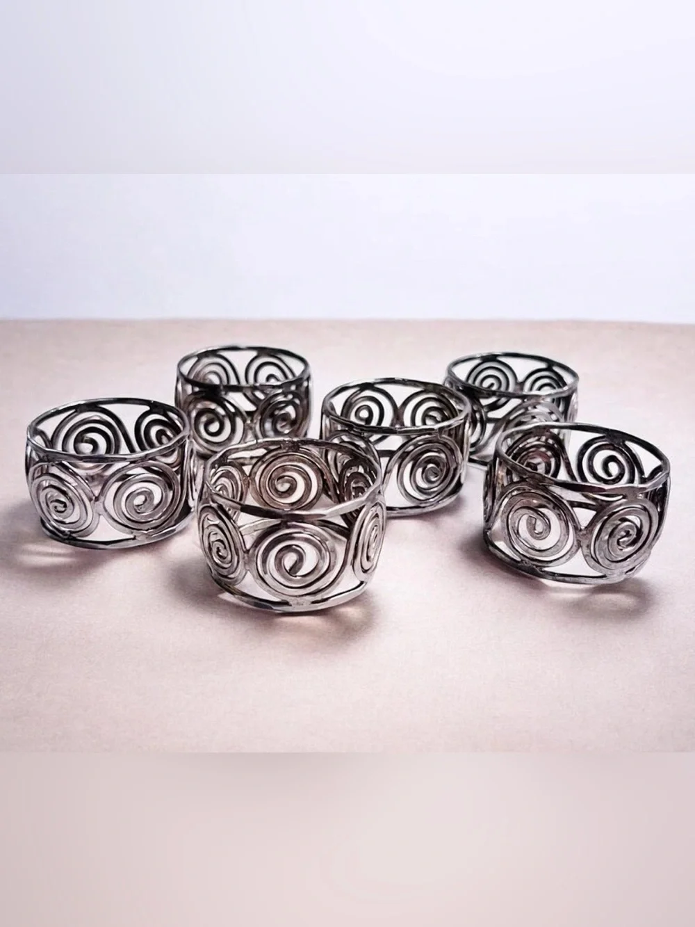 Vintage Metal Spiral Napkin Rings Set of 6 (2 Sets Avail) Coastal Table Boho